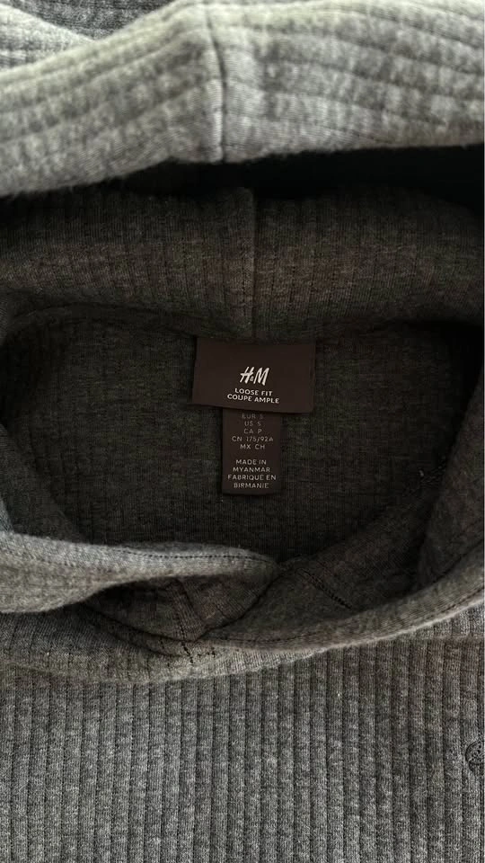 H&M "Soho Heights" Ribbed Hoodie - Grey - Size S - photo 2