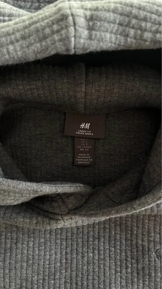 H&M "Soho Heights" Ribbed Hoodie - Grey - Size S - photo 2