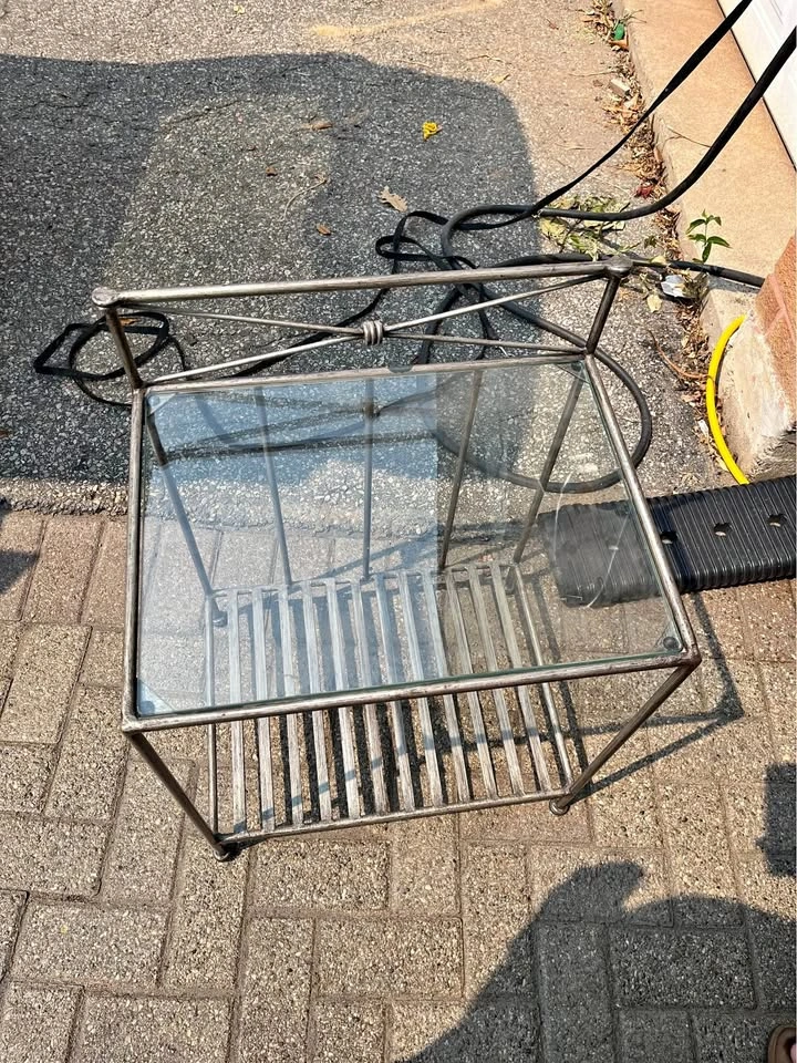 Glass Top Metal Side Table
