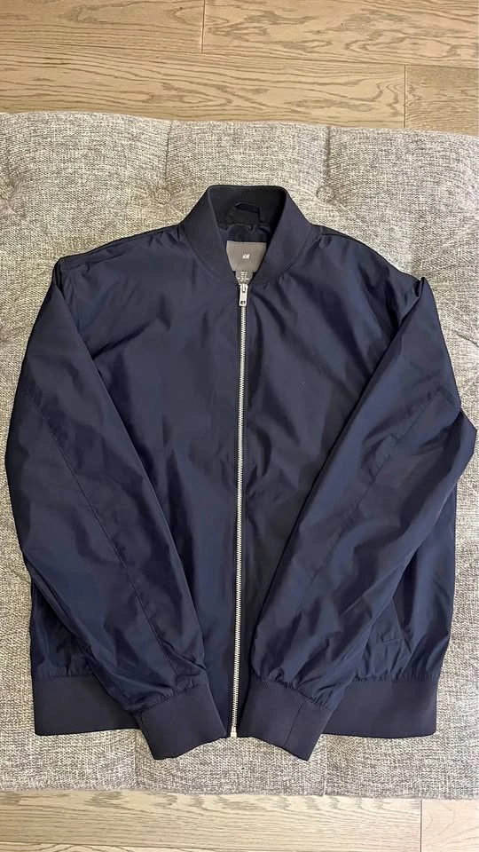 H&M Regular Fit Bomber Jacket - Navy Blue: Size M