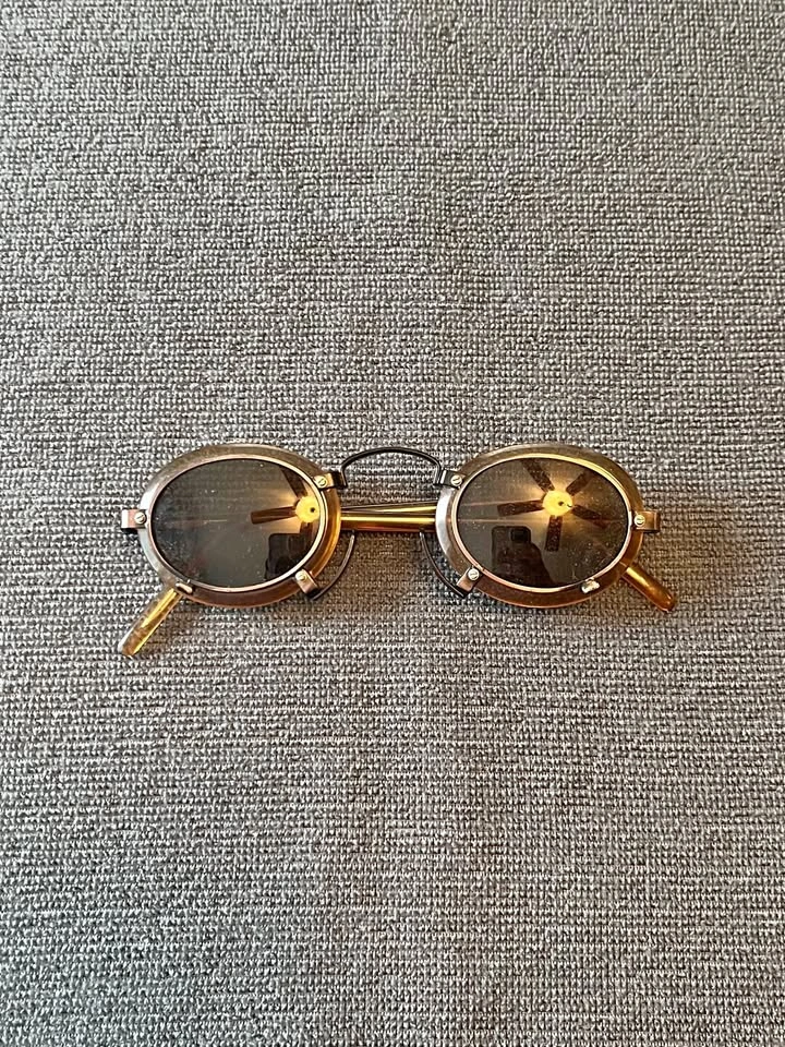 Round Metal Steampunk Sunglasses Brown/Black