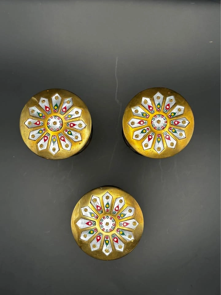 MCM Brass & Mother of Pearl Small Canisters - photo 2