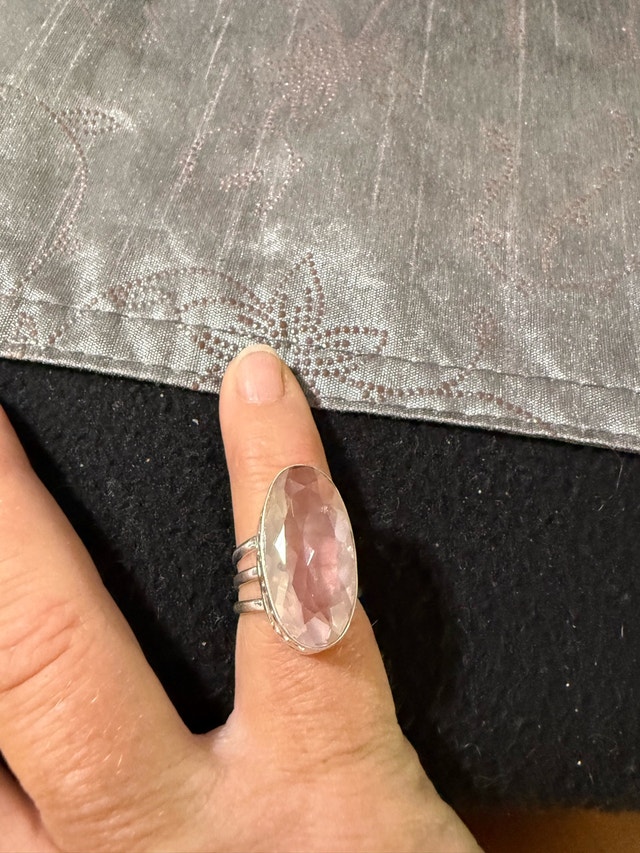 925 Silver Rose Quartz Ring size 6 1/2