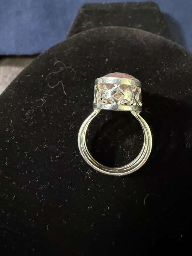 925 Silver Rose Quartz Ring size 6 1/2 - photo 3