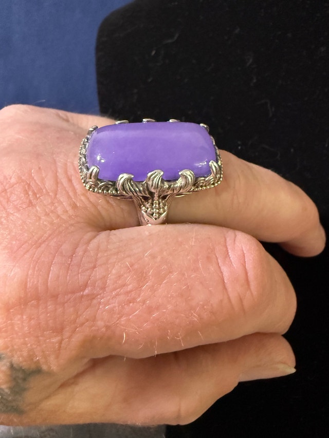 925 Silver Lavender Jadeite Ring
