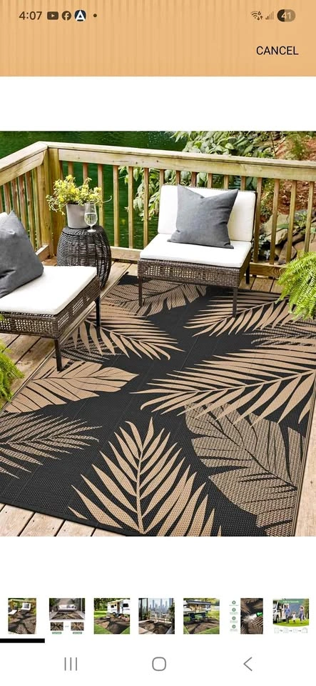 Outdoor Rug 6’x9’ Waterproof