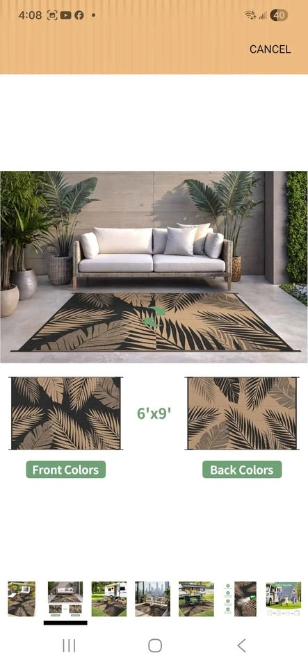 Outdoor Rug 6’x9’ Waterproof - photo 3