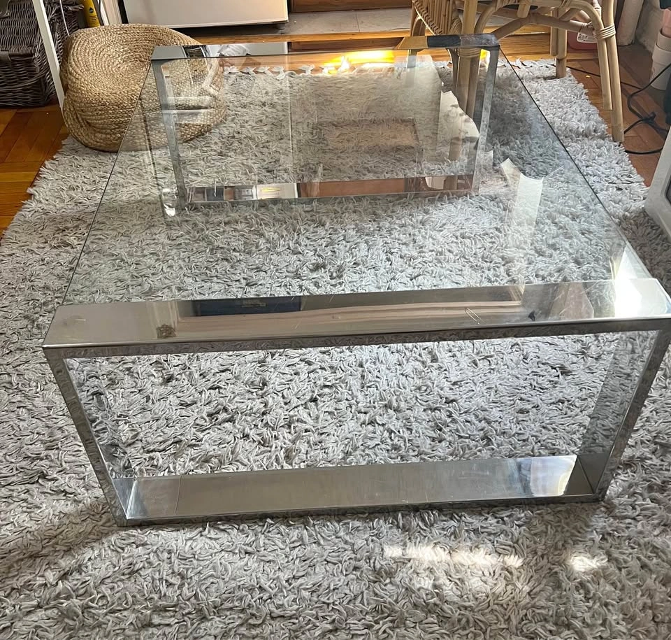 Steel and glass coffee table