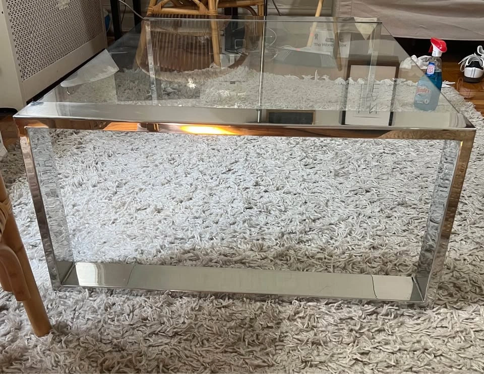 Steel and glass coffee table - photo 4