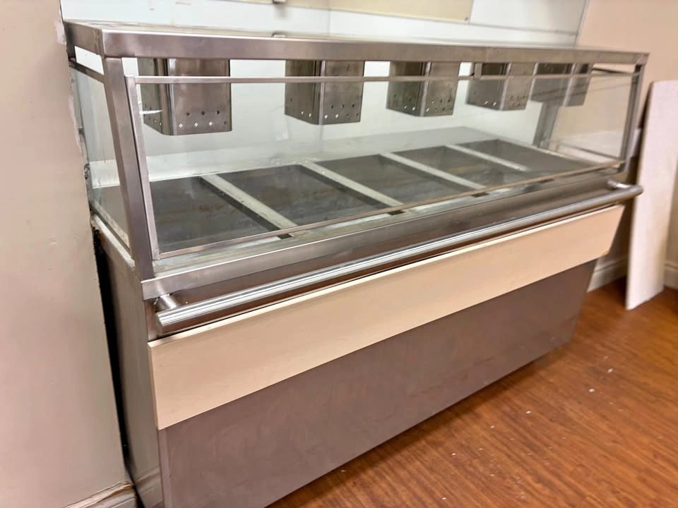 Supreme Steam Table SHT 72 w/ Heat Lamps & Sneeze Guard