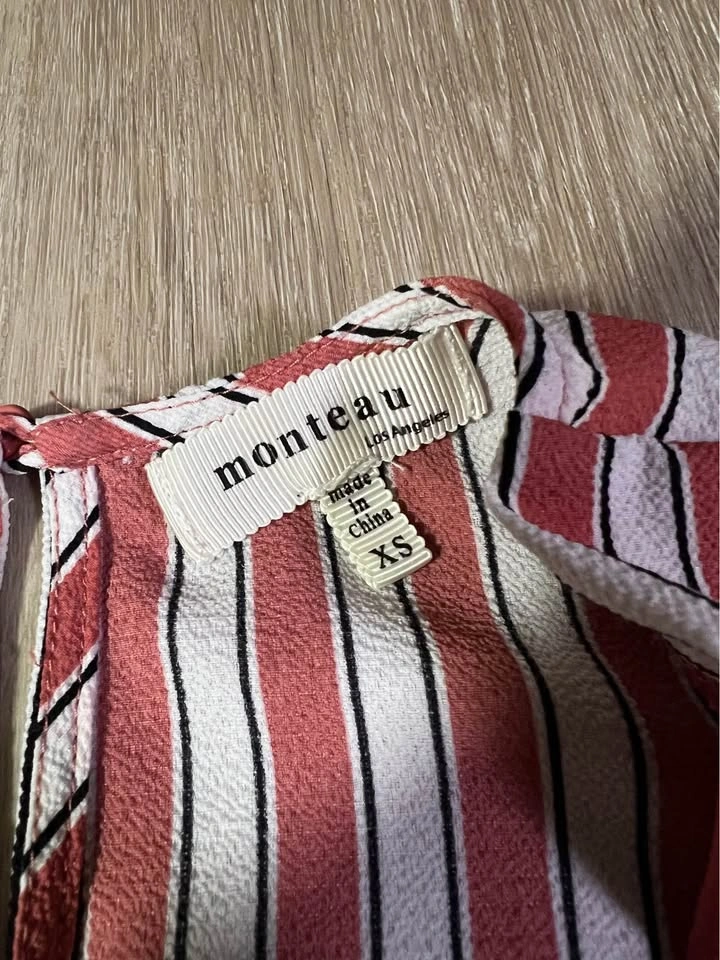 Monteau XS Red and White Striped Sleeveless Dress - photo 3
