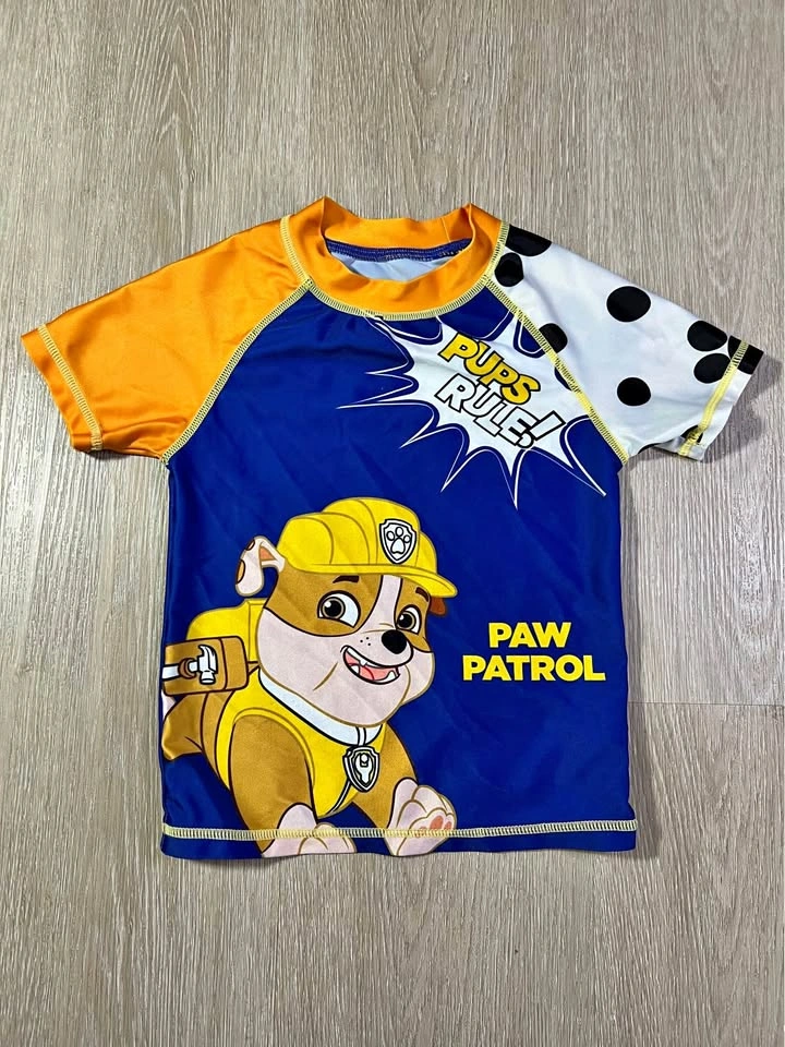 Paw Patrol Rubble Swim Shirt Rash Guard Size 6