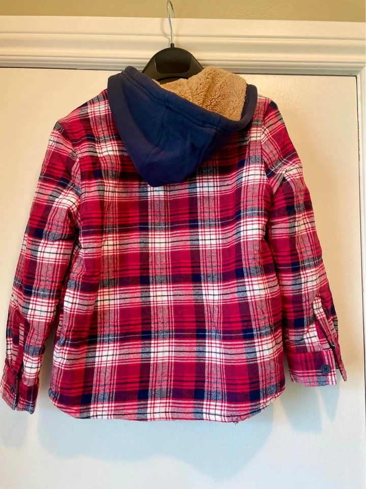 FatFace Red Plaid Sherpa-Lined Jacket Size 8/9 Kids - photo 4