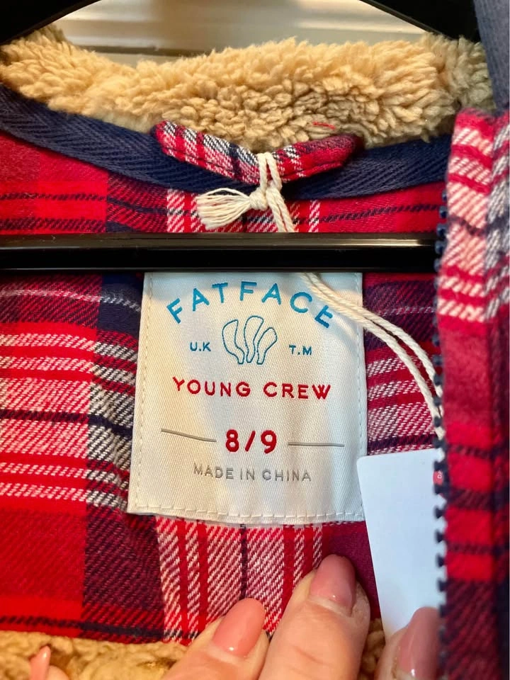 FatFace Red Plaid Sherpa-Lined Jacket Size 8/9 Kids - photo 5