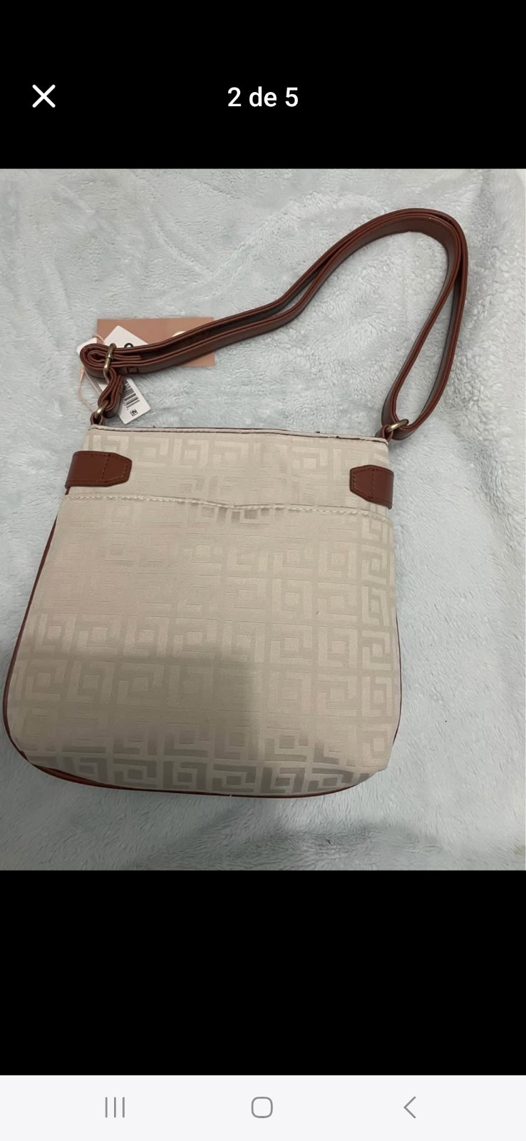 Fiorelli Beige Brown Shoulder Bag Geo Zipper Stitching Gold Hard - photo 2