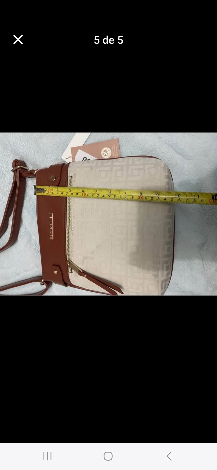 Fiorelli Beige Brown Shoulder Bag Geo Zipper Stitching Gold Hard - photo 5