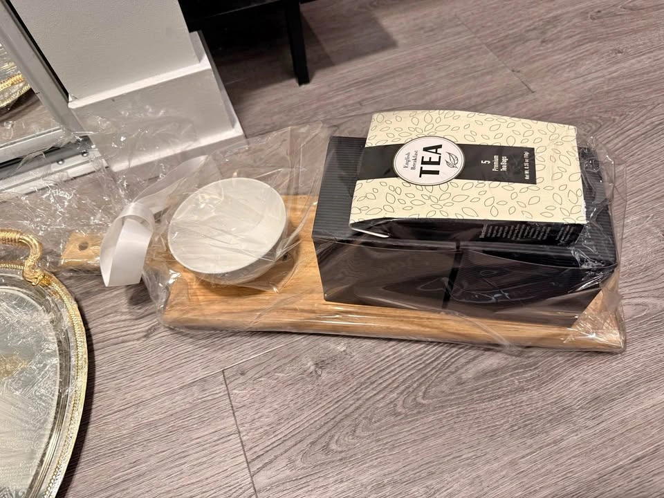 Cheese Board Gift Set with Two Mugs