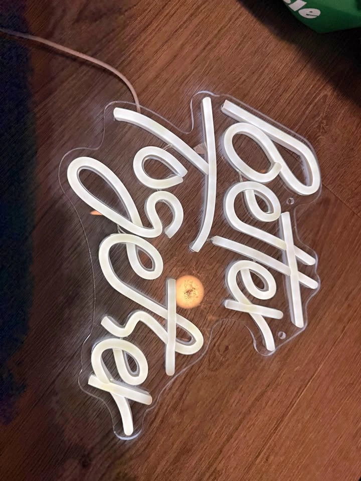 White Neon USB Better Together Sign