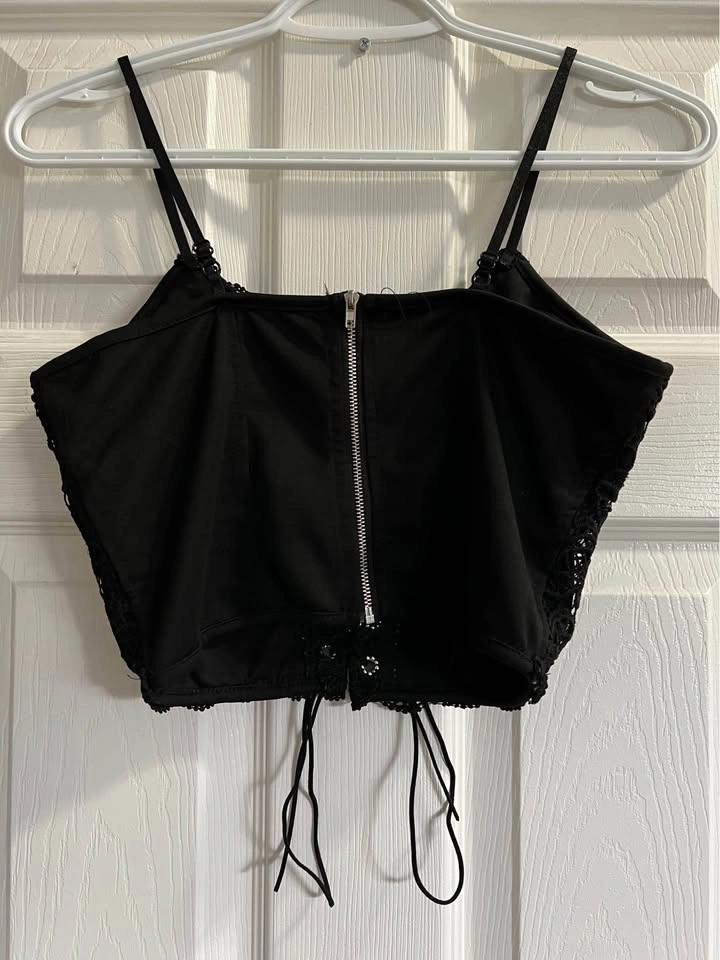 ROMWE Black Lace Crop Top - photo 2