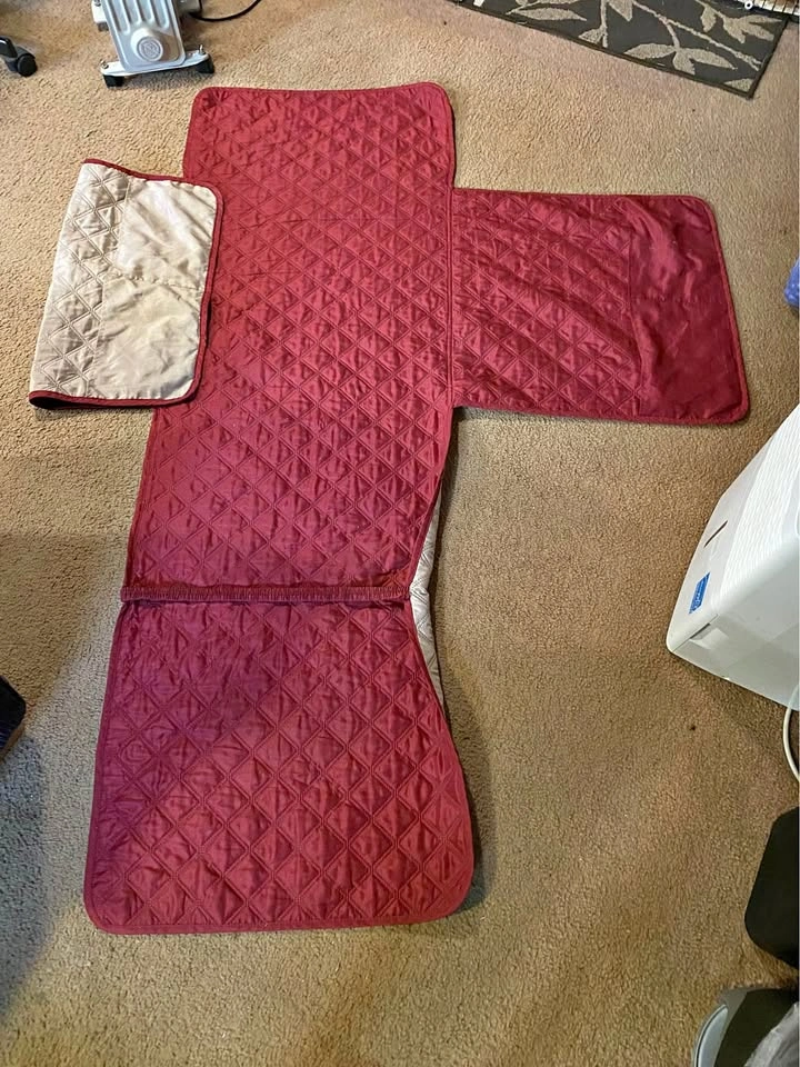 Quilted Recliner Chair Cover - Reversible Wine Red/Beige Khaki