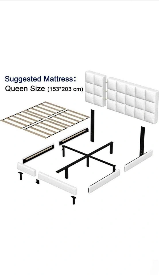 Steel Frame Wooden Sides Bed Frame & Mattresses