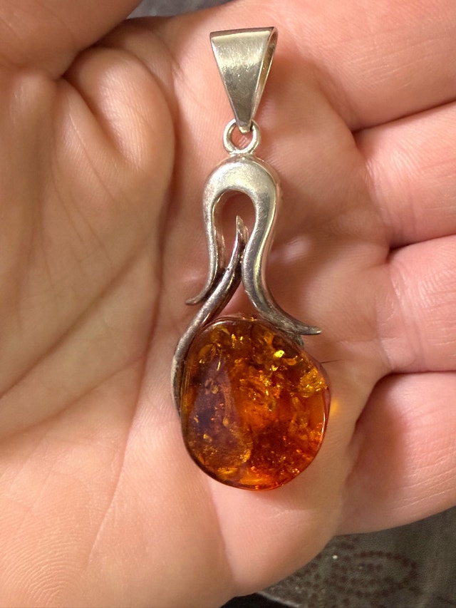 Large Baltic Amber & Sterling Silver Pendant - photo 4