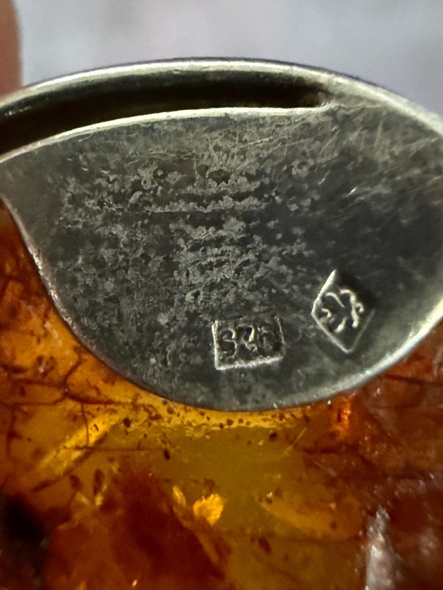 Large Baltic Amber & Sterling Silver Pendant - photo 5