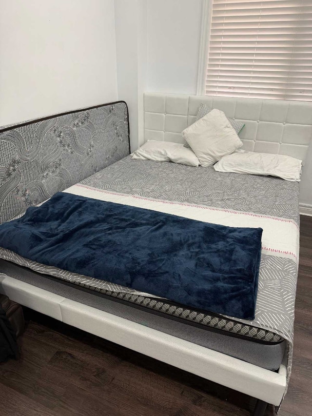 Steel Bed Frame with Wooden Slats (Moving Sale) - photo 4