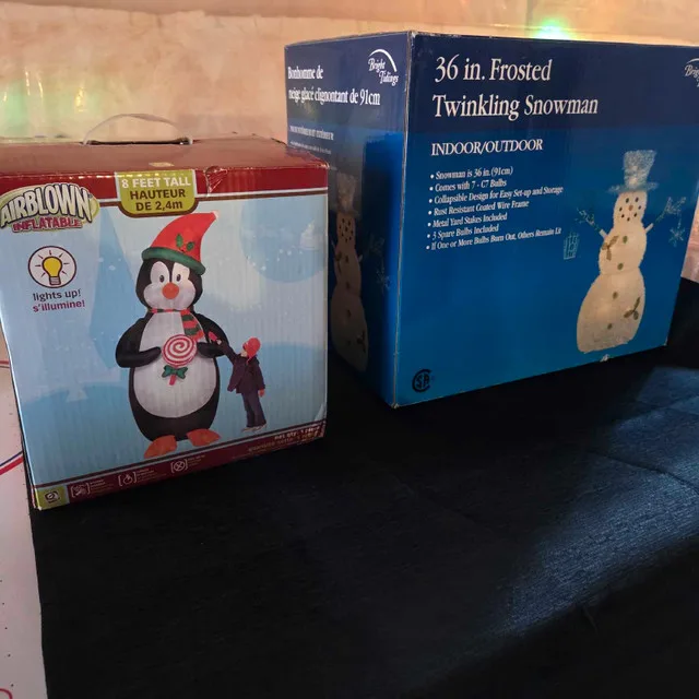 Inflatable 8 foot penguin and Snowman thumbnail