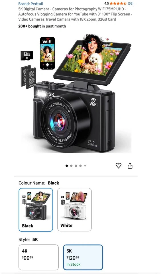 New - Flip Screen Digital Camera 5K 75MP - photo 5