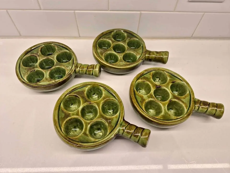 Vintage escargot plate set thumbnail