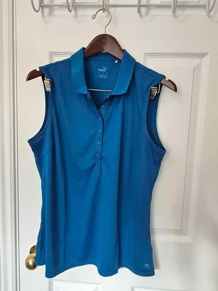 Puma ladies blue golf shirt thumbnail