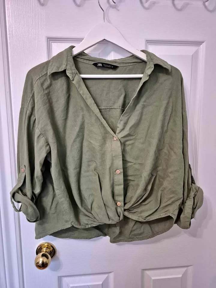 Zara oversized linen shirt thumbnail