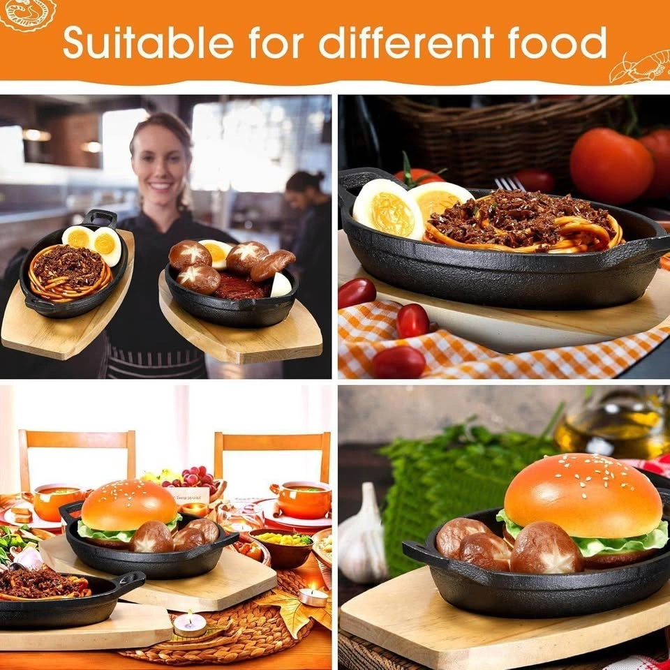 Mifoci 4 Pcs Mini Cast Iron Skillet with Wooden - photo 4