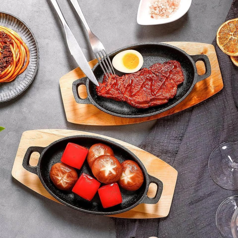 Mifoci 4 Pcs Mini Cast Iron Skillet with Wooden - photo 5