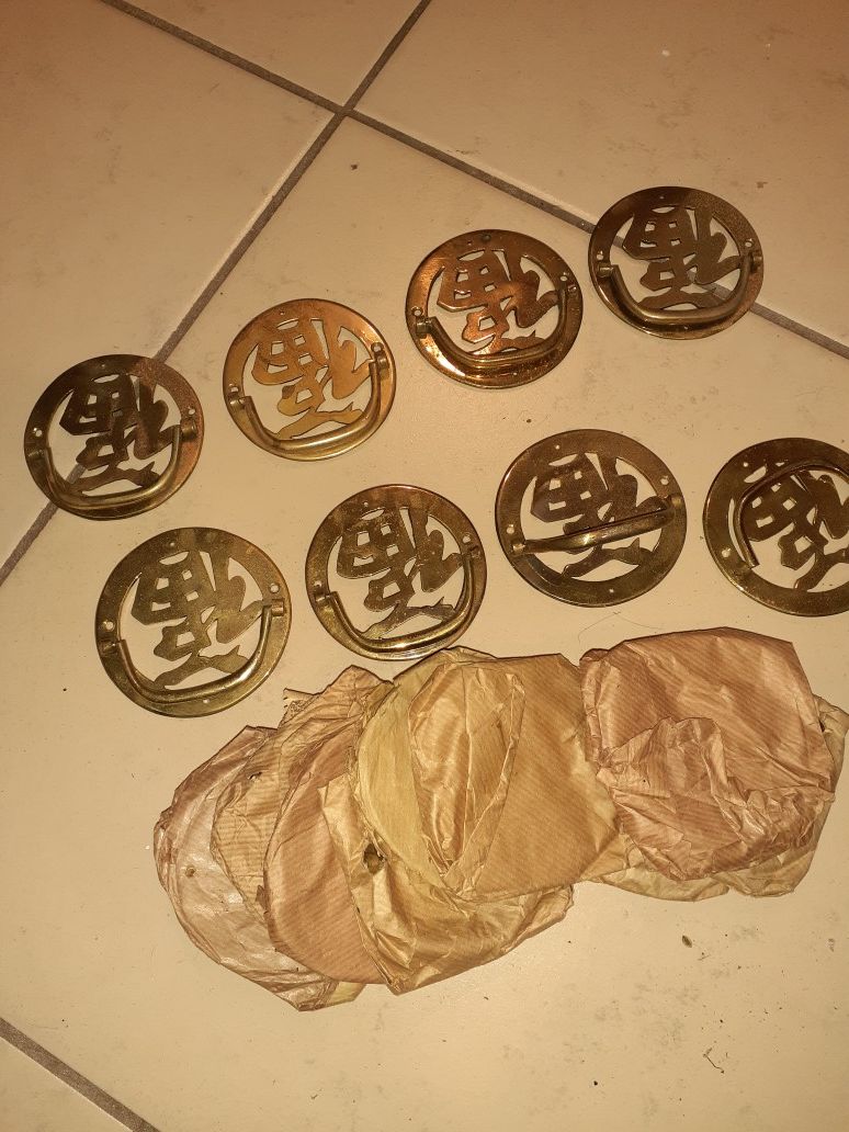 Solid brass Asian drawer pulls - photo 2