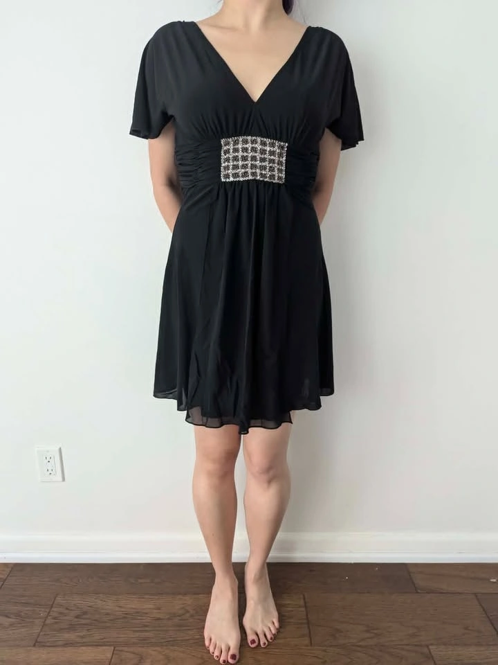 NEW - Comfy, stretchy black dress with sleeves