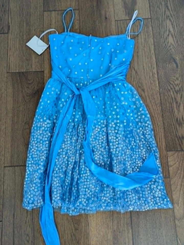 NEW Blue Polka Dot Glitter Mini Dress - photo 2