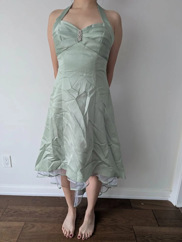 NEW - Beautiful sage green satin dress