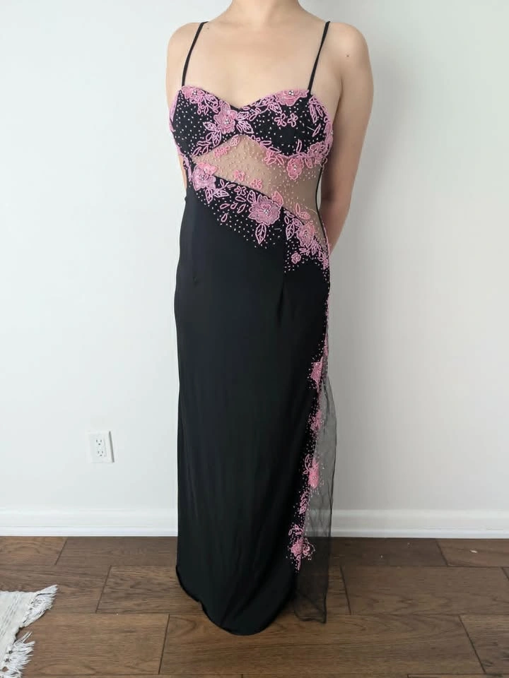 Sexy Peek-a-boo Pink Beaded Dress