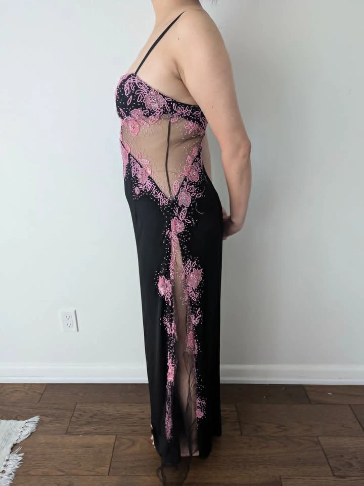 Sexy Peek-a-boo Pink Beaded Dress - photo 3