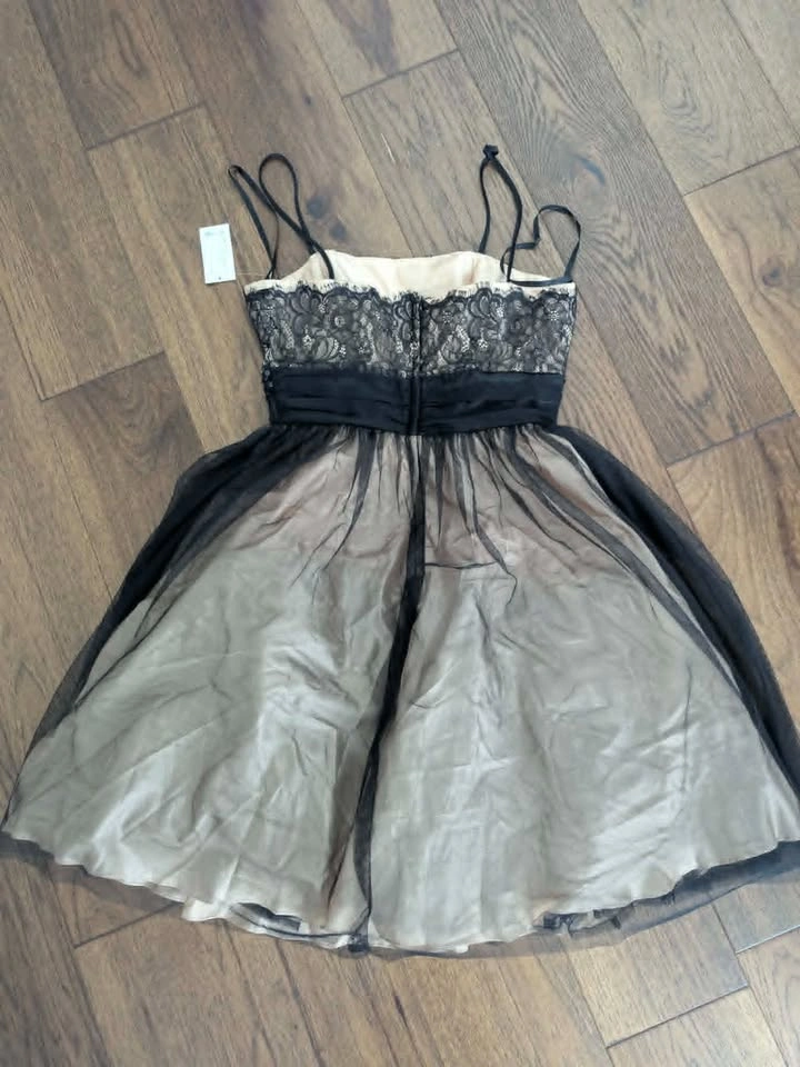 NEW Satin Dress w/ Black Mesh & Lace Details - Multiple Sizes - photo 2