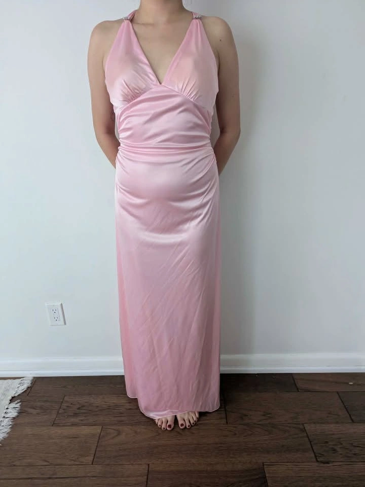NEW - Pink satin halter dress