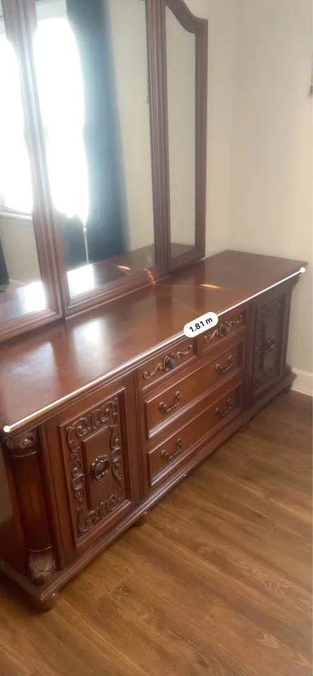 Vintage Solid Wood Dresser with Mirror - photo 4