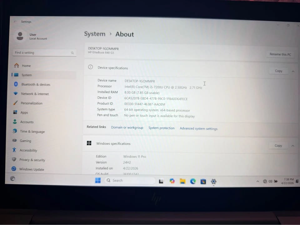 HP EliteBook 840 G5 Laptop - photo 2