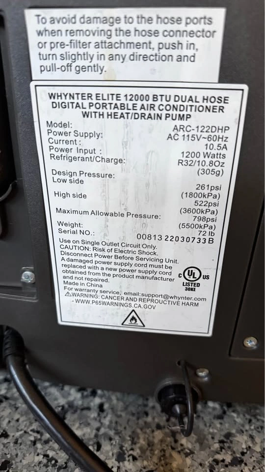 Whynter Elite 12000 BTU Portable AC w/ Heat & Dehumidifier - photo 5