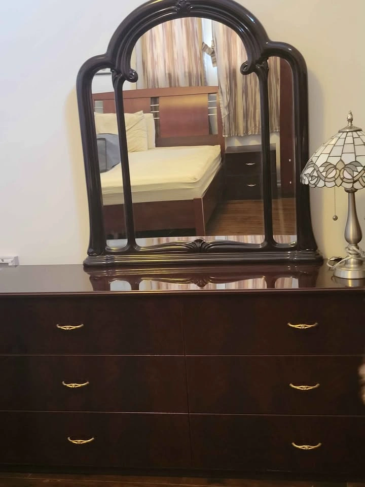 Cherry Wood Bedroom Set - Wardrobe & 6-Drawer Dresser w/ Mirror - photo 4