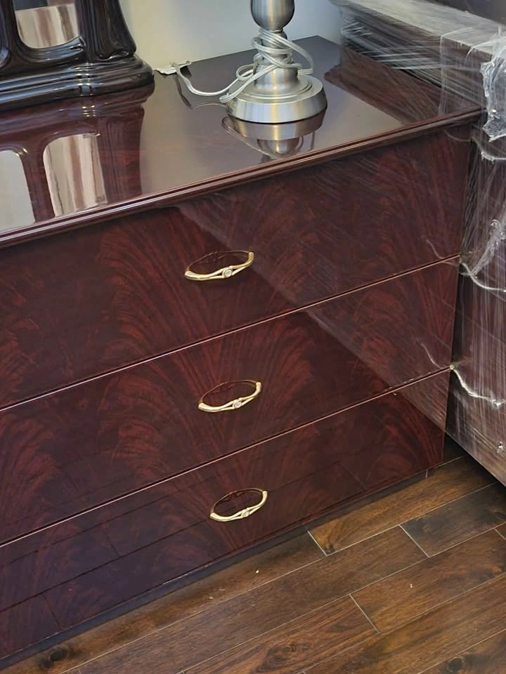 Cherry Wood Bedroom Set - Wardrobe & 6-Drawer Dresser w/ Mirror - photo 5