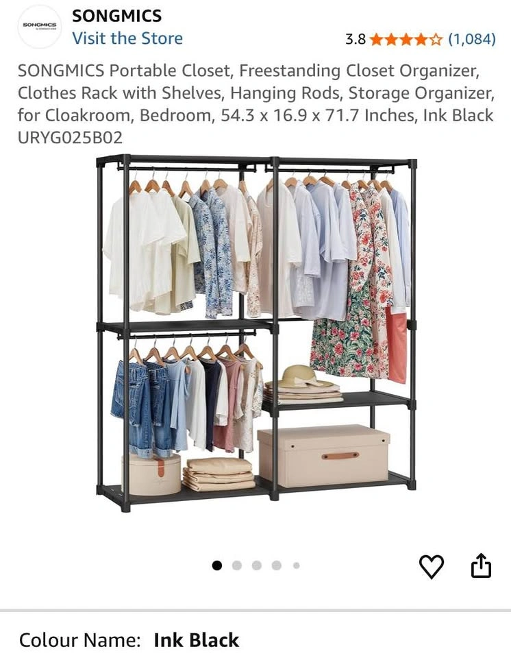 Portable Closet Organizer Clothes Rack with Shelves - photo 3
