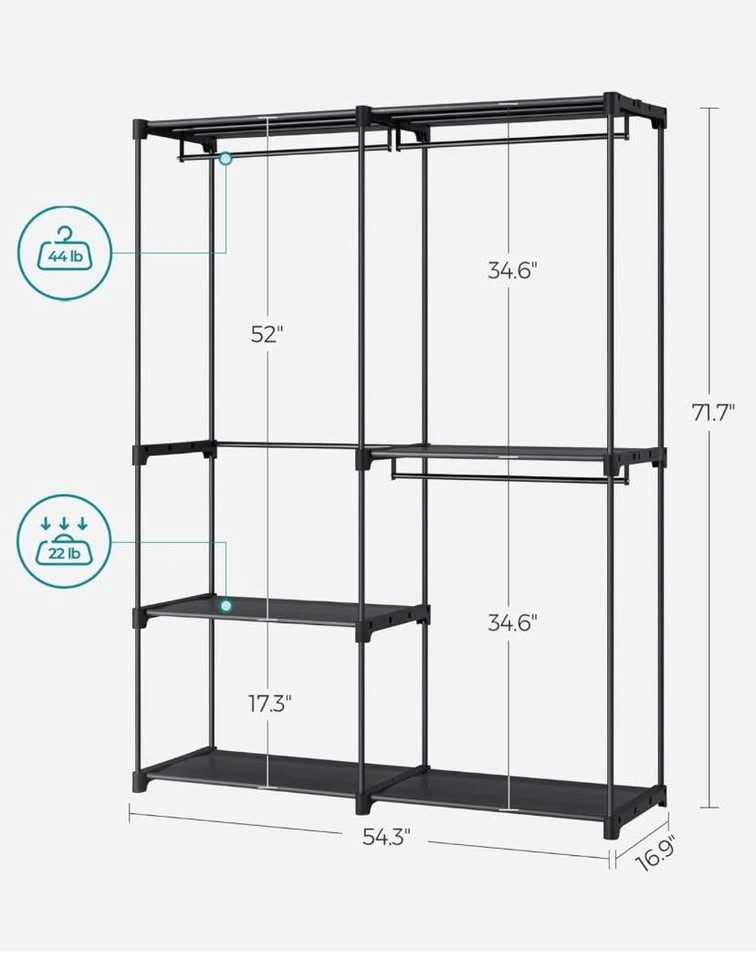 Portable Closet Organizer Clothes Rack with Shelves - photo 4